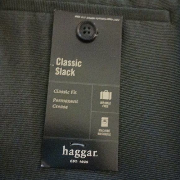 NWT Men's Flat Front Haggar Classic Slack 44x32L Charcoal Trouser Classic Fit - Picture 3 of 4